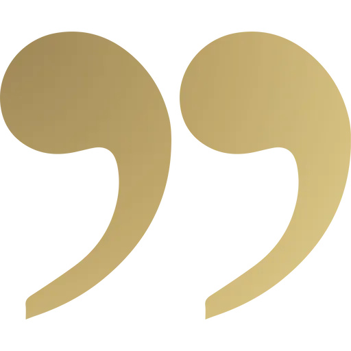 This image shows two curved golden punctuation marks, resembling quotation marks or apostrophes.